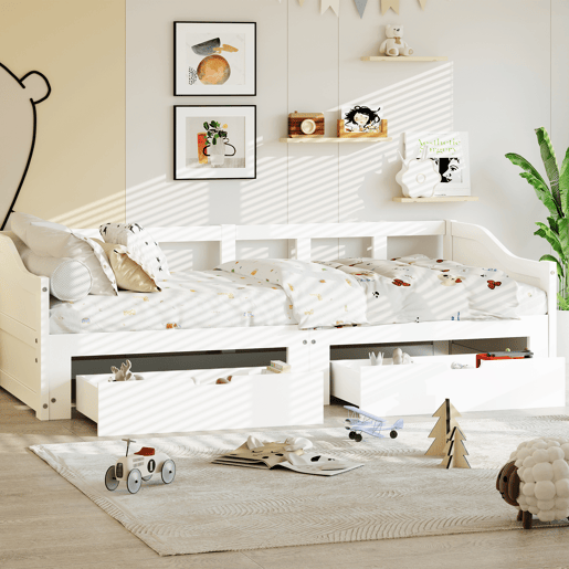 Sofá-cama extensível 90x200 cm 180x200 cm, sofá-cama retrátil com estrado de ripas e braços, cama estofada para crianças ou adolescentes, branco Sofá-cama extensível 90x200 cm 180x200 cm, sofá-cama retrátil com estrado de ripas e braços, cama estofada para crianças ou adolescentes, branco