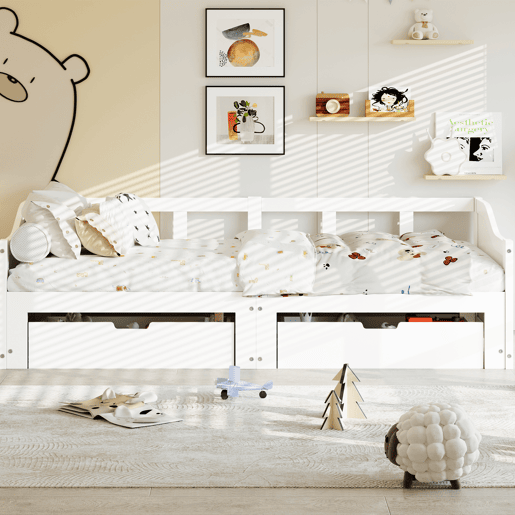 Sofá-cama extensível 90x200 cm 180x200 cm, sofá-cama retrátil com estrado de ripas e braços, cama estofada para crianças ou adolescentes, branco Sofá-cama extensível 90x200 cm 180x200 cm, sofá-cama retrátil com estrado de ripas e braços, cama estofada para crianças ou adolescentes, branco