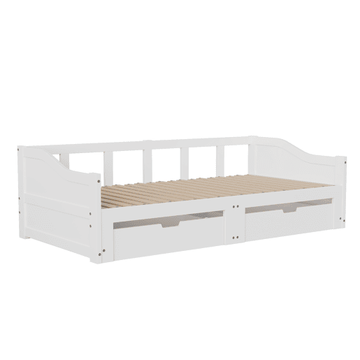 Sofá-cama extensível 90x200 cm 180x200 cm, sofá-cama retrátil com estrado de ripas e braços, cama estofada para crianças ou adolescentes, branco Sofá-cama extensível 90x200 cm 180x200 cm, sofá-cama retrátil com estrado de ripas e braços, cama estofada para crianças ou adolescentes, branco