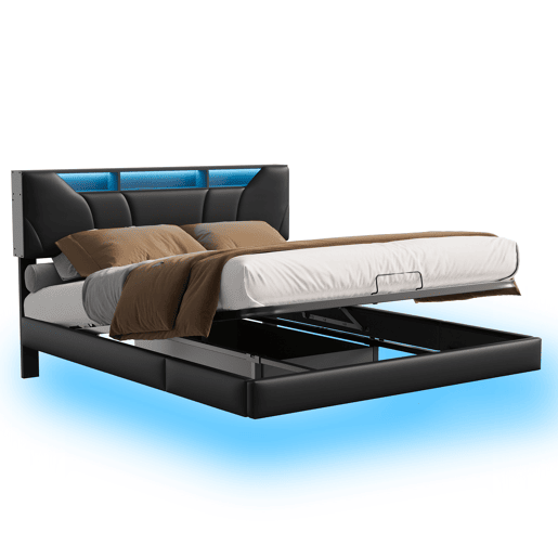 Cama 140x200cm, estrutura de cama hidráulica, USB, LED, cama de casal, estrutura de cama com estrutura metálica Cama 140x200cm, estrutura de cama hidráulica, USB, LED, cama de casal, estrutura de cama com estrutura metálica