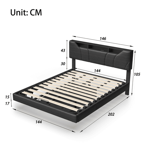 Cama 140x200cm, estrutura de cama hidráulica, USB, LED, cama de casal, estrutura de cama com estrutura metálica Cama 140x200cm, estrutura de cama hidráulica, USB, LED, cama de casal, estrutura de cama com estrutura metálica