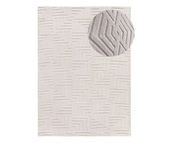 Alfombra geométrica con relieve crema estilo, 80x150 cm - atticgo