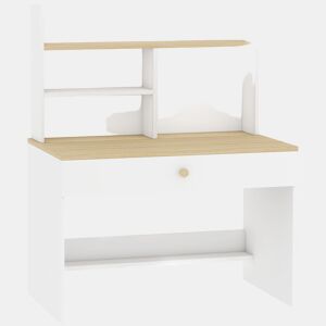 AIYAPLAY Secretária Infantil com Prateleira, 3 Compartimentos e Gaveta, 80x50x100 cm, Branco