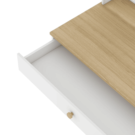 AIYAPLAY Secretária Infantil com Prateleira, 3 Compartimentos e Gaveta, 80x50x100 cm, Branco
