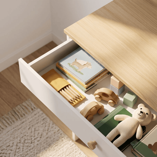 AIYAPLAY Secretária Infantil com Prateleira, 3 Compartimentos e Gaveta, 80x50x100 cm, Branco