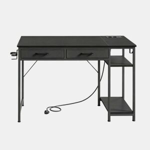 Secretária de escritório 120 x 51 x 75 cm u2014 com gavetas em tecido, design moderno para computador e estudo u2014 Preto