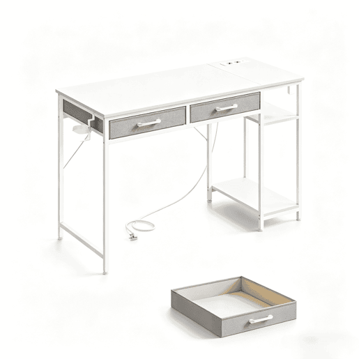 Secretária para computador 120 x 51 x 75 cm u2014 com gavetas em tecido, multifuncional para estudo e jogos u2014 Branca