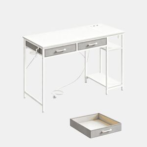 Secretária para computador 120 x 51 x 75 cm u2014 com gavetas em tecido, multifuncional para estudo e jogos u2014 Branca