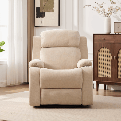 Poltrona relaxante elétrica com função de levantamento - Massagem, aquecimento, encosto e apoio para os pés reclináveis, bolsos laterais e porta-copos - Castanho-claro Poltrona relaxante elétrica com função de levantamento - Massagem, aquecimento, encosto e apoio para os pés reclináveis, bolsos laterais e porta-copos - Castanho-claro