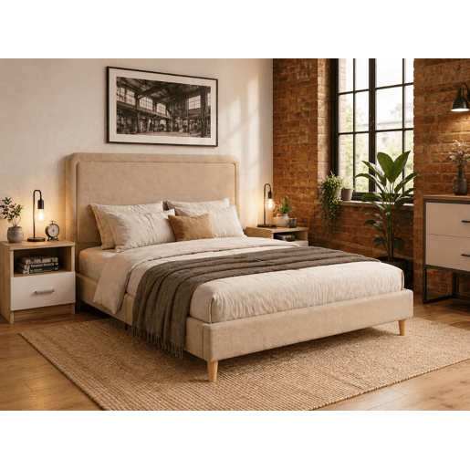 Cama de Casal Shine (Bege)(200×180 cm) Cama de Casal Shine (Bege)(200×180 cm)