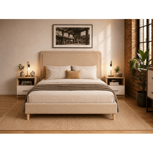 Cama de Casal Shine (Bege)(200×180 cm) Cama de Casal Shine (Bege)(200×180 cm)
