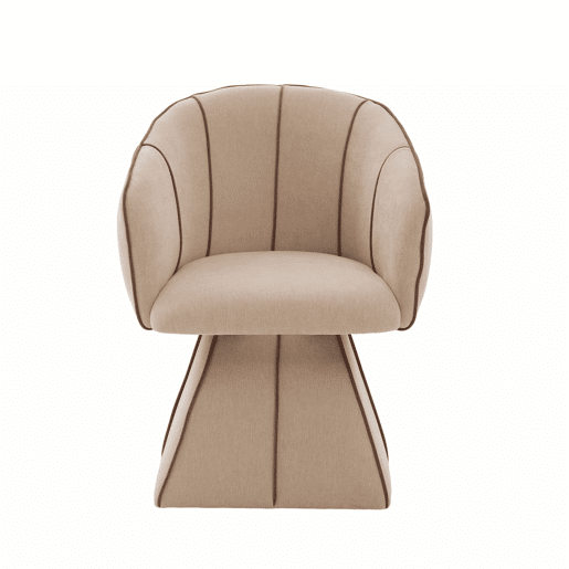 Cadeira giratória individual em chenille, 1 lugar u2014 design ergonómico com encosto alto, adequada para adultos e jovens, ideal para o quarto e a sala u2014 castanho camelo