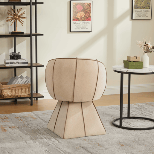 Cadeira giratória individual em chenille, 1 lugar u2014 design ergonómico com encosto alto, adequada para adultos e jovens, ideal para o quarto e a sala u2014 castanho camelo