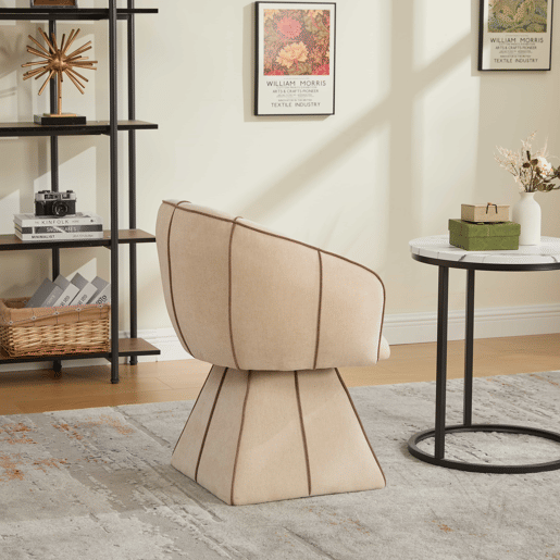 Cadeira giratória individual em chenille, 1 lugar u2014 design ergonómico com encosto alto, adequada para adultos e jovens, ideal para o quarto e a sala u2014 castanho camelo