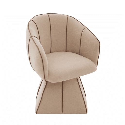 Cadeira giratória individual em chenille, 1 lugar u2014 design ergonómico com encosto alto, adequada para adultos e jovens, ideal para o quarto e a sala u2014 castanho camelo