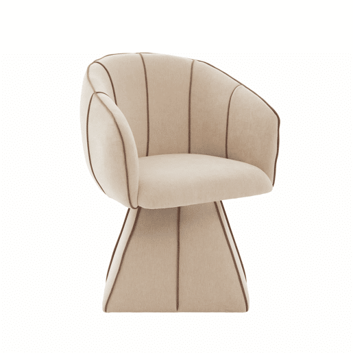 Cadeira giratória individual em chenille, 1 lugar u2014 design ergonómico com encosto alto, adequada para adultos e jovens, ideal para o quarto e a sala u2014 castanho camelo