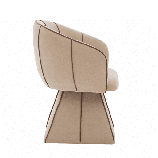 Cadeira giratória individual em chenille, 1 lugar u2014 design ergonómico com encosto alto, adequada para adultos e jovens, ideal para o quarto e a sala u2014 castanho camelo