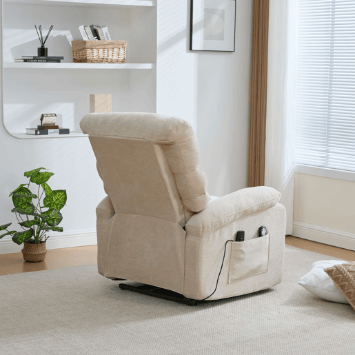 Poltrona relax elétrica multifuncional - elevação assistida, massagem e aquecimento, encosto e apoio para os pés elétricos ajustáveis, bolsos laterais de arrumação - Castanho-claro Poltrona relax elétrica multifuncional - elevação assistida, massagem e aquecimento, encosto e apoio para os pés elétricos ajustáveis, bolsos laterais de arrumação - Castanho-claro