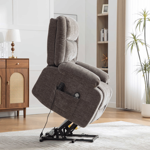 Poltrona relax elétrica - Multifuncional com assistência para levantar-se, massagem e aquecimento, encosto e apoio para os pés elétricos ajustáveis, bolsos laterais - Cinza Poltrona relax elétrica - Multifuncional com assistência para levantar-se, massagem e aquecimento, encosto e apoio para os pés elétricos ajustáveis, bolsos laterais - Cinza