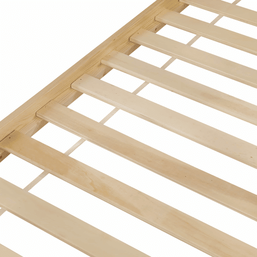 Beliche infantil 90 x 200 cm - design em forma de casinha com 2 janelas, escada de 3 degraus, grades de segurança em todo o perímetro, madeira de pinho e MDF - Natural