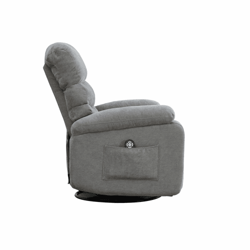 Poltrona relax elétrica giratória a 360° - massagem e aquecimento, encosto e apoio para os pés ajustáveis, bolsos laterais - cinzenta Poltrona relax elétrica giratória a 360° - massagem e aquecimento, encosto e apoio para os pés ajustáveis, bolsos laterais - cinzenta