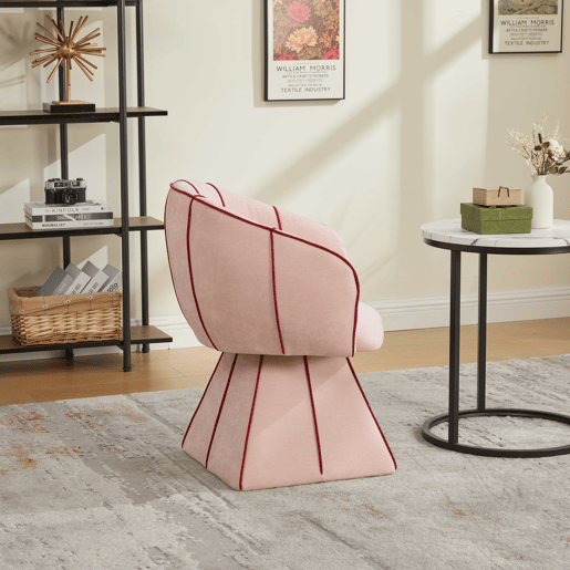 Cadeira giratória em chenille - tamanho único - ergonómica, encosto alto, embalagem individual, para adultos e adolescentes, ideal para o quarto e a sala - rosa