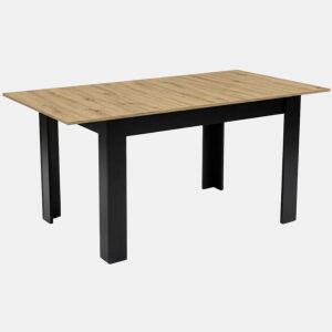 Mesa de jantar extensível 120160 × 80 cm, com painel para móveis com revestimento de PVC, acabamento preto.
