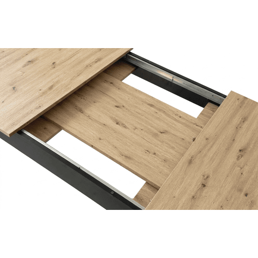 Mesa de jantar extensível 120160 × 80 cm, com painel para móveis com revestimento de PVC, acabamento preto.