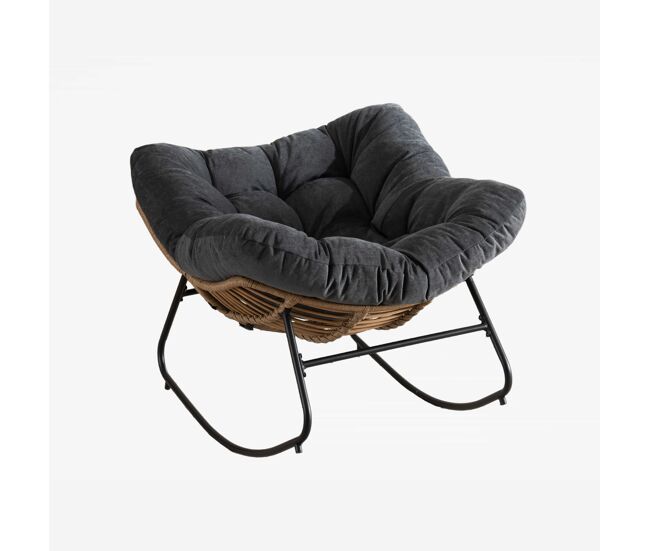 Sillón mecedora 95 cm - sillón de acento con cojín de chenilla - negro