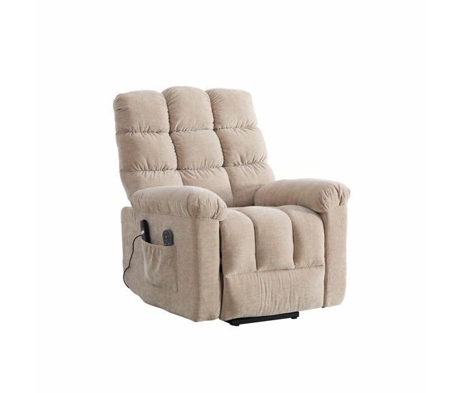 Sillón relax eléctrico multifuncional - función de ayuda a la incorporación, masaje y calor, respaldo y reposapiés ajustables eléctricamente,
