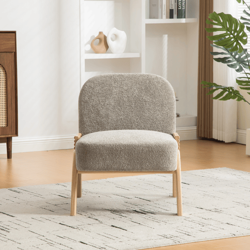 Poltrona lounge escandinava 72 x 61 cm - Estofada em chenille macia e com estrutura de madeira resistente, ideal para a sala de estar e o quarto - Cinza Poltrona lounge escandinava 72 x 61 cm - Estofada em chenille macia e com estrutura de madeira resistente, ideal para a sala de estar e o quarto - Cinza