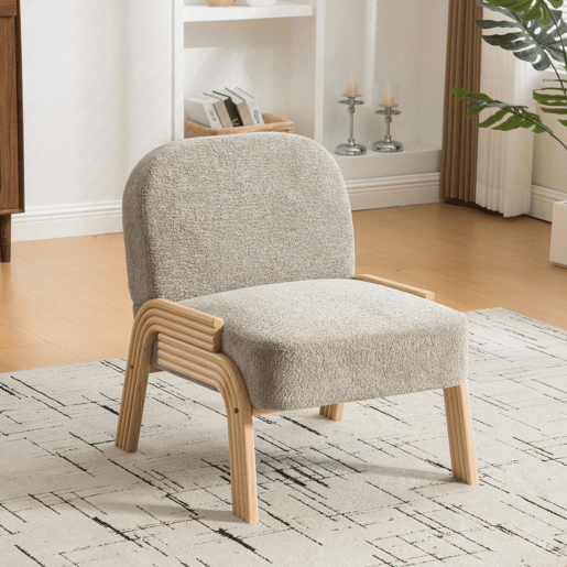 Poltrona lounge escandinava 72 x 61 cm - Estofada em chenille macia e com estrutura de madeira resistente, ideal para a sala de estar e o quarto - Cinza Poltrona lounge escandinava 72 x 61 cm - Estofada em chenille macia e com estrutura de madeira resistente, ideal para a sala de estar e o quarto - Cinza