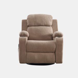 Poltrona relax elétrica giratória a 360° - função de massagem e aquecimento, encosto e apoio para os pés ajustáveis, bolsos laterais e porta-copos - Taupe