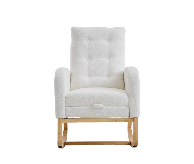 Silla mecedora 66.5x121.5x102cm - usb, tela osito, reposapiés ajust., bolsillos - blanca