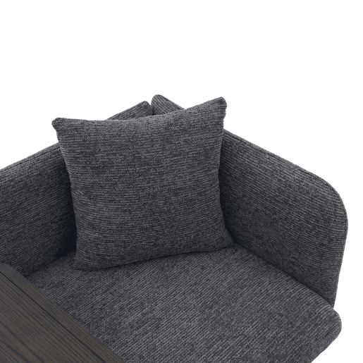 Poltrona individual moderna - encosto em tecido confortável, dois compartimentos de arrumação, mesa auxiliar minimalista com arrumação e estrutura metálica estável - cinzento escuro