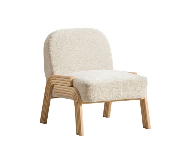 Sillón lounge escandinavo 82x70 cm - tapizado en chenilla suave y estructura de madera resistente para salón y dormitorio - beige