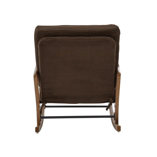 Poltrona de baloiço com apoio para os pés padrão u2014 ergonómica, bolsos laterais, almofada lombar, encosto reclinável u2014 castanho-café em veludo cotelê
