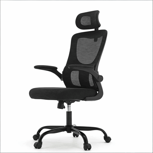 Cadeira de escritório 67,5 x 62 x 123,5 cm - encosto alto, ergonómica, respirável, com rodas - preta Cadeira de escritório 67,5 x 62 x 123,5 cm - encosto alto, ergonómica, respirável, com rodas - preta
