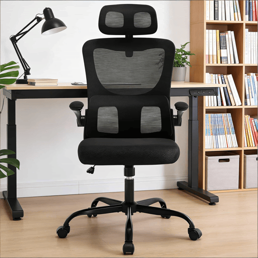 Cadeira de escritório 67,5 x 62 x 123,5 cm - encosto alto, ergonómica, respirável, com rodas - preta Cadeira de escritório 67,5 x 62 x 123,5 cm - encosto alto, ergonómica, respirável, com rodas - preta