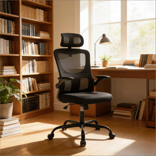 Cadeira de escritório 67,5 x 62 x 123,5 cm - encosto alto, ergonómica, respirável, com rodas - preta Cadeira de escritório 67,5 x 62 x 123,5 cm - encosto alto, ergonómica, respirável, com rodas - preta