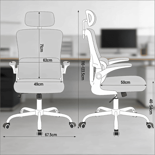 Cadeira de escritório 67,5 x 62 x 123,5 cm - encosto alto, ergonómica, respirável, com rodas - preta Cadeira de escritório 67,5 x 62 x 123,5 cm - encosto alto, ergonómica, respirável, com rodas - preta
