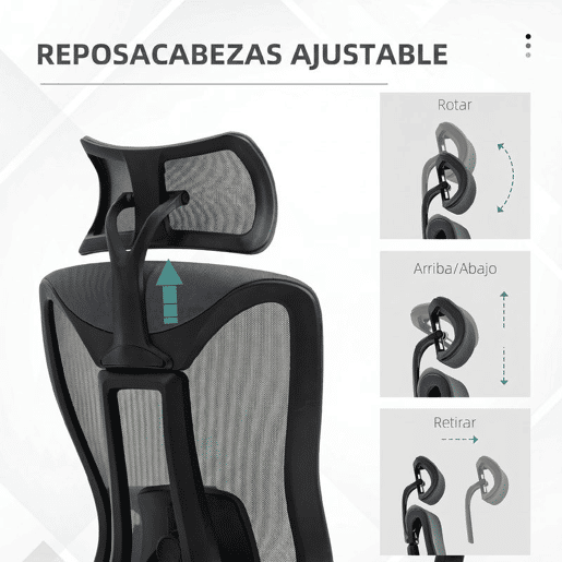 Vinsetto Cadeira de Escritório em Malha Reclinável com Apoio de Cabeça Ajustável, Apoio Lombar e Apoios de Braços 3D, 150 kg, 70x66x120-128 cm, Cinzento