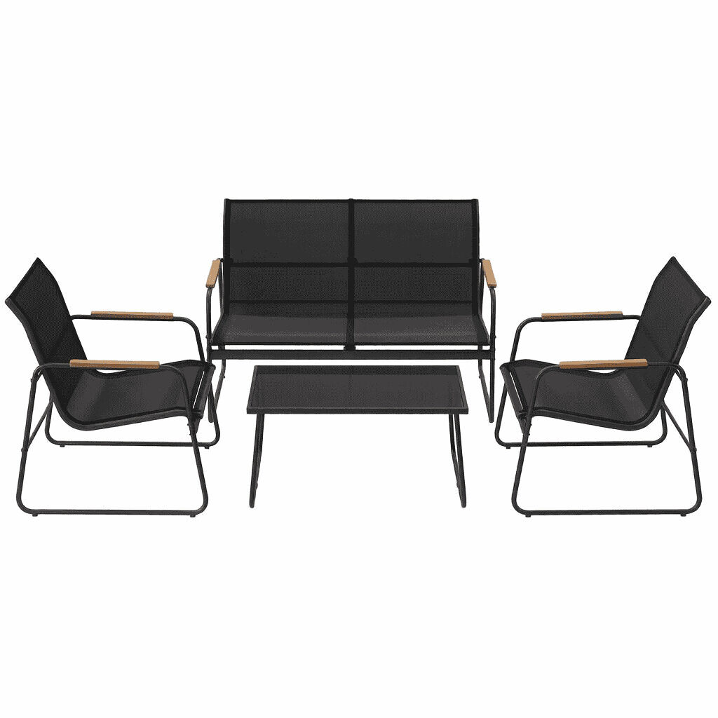 Conjunto de muebles de jardín 111,5x76,5x75 cm - 4 piezas, exterior, terraza - negro