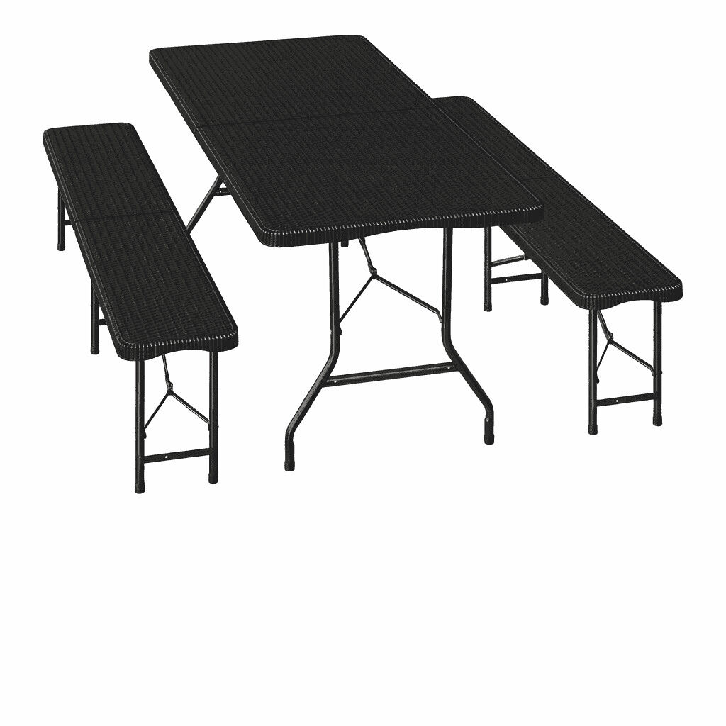 Conjunto de muebles de jardín 180x70x74 cm - plegable, exterior, patio, camping - negro
