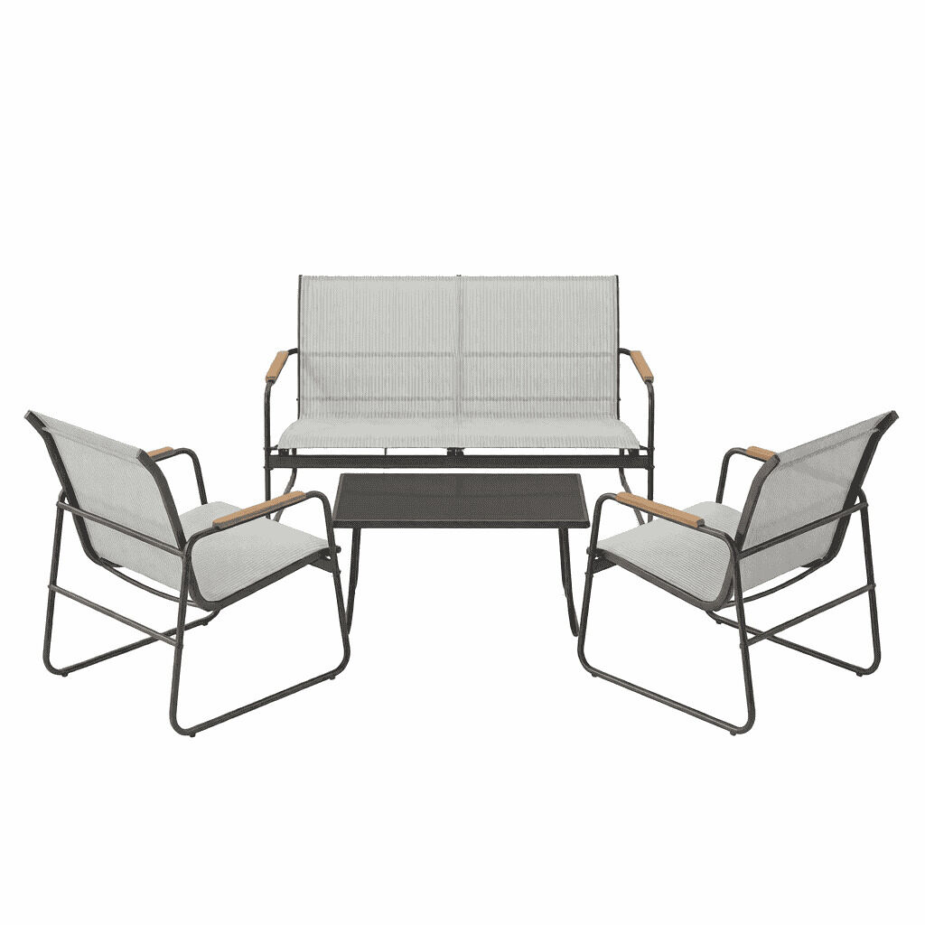Conjunto de muebles de jardín 111,5x76,5x75 cm - 4 piezas, exterior, terraza - gris