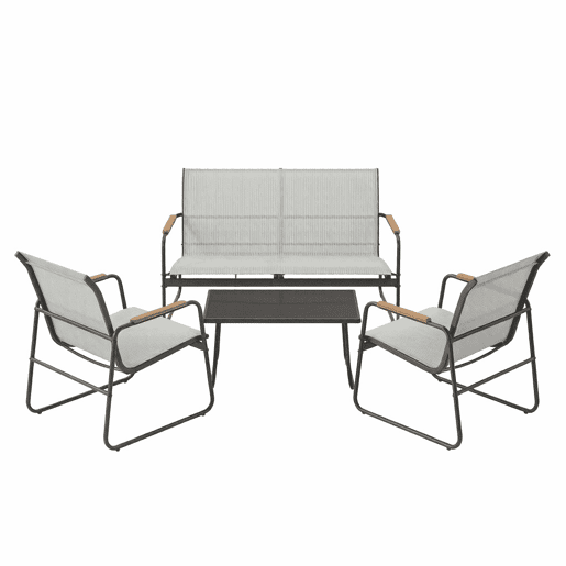 Conjunto de mobiliário de jardim 111,5 x 76,5 x 75 cm - 4 peças, exterior, terraço - Cinzento Conjunto de mobiliário de jardim 111,5 x 76,5 x 75 cm - 4 peças, exterior, terraço - Cinzento