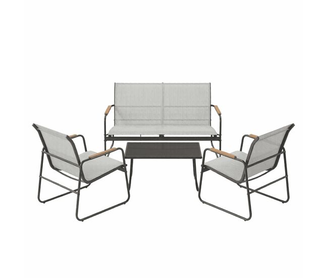 Conjunto de muebles de jardín 111,5x76,5x75 cm - 4 piezas, exterior, terraza - gris