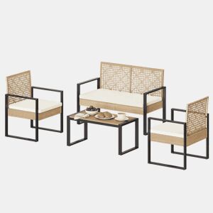 Conjunto de mobiliário de jardim 112,5 x 52 x 75 cm - Modular, para terraço e convívio - Madeira natural