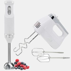 Briebe SKT1187WHT Elegance Set Varinha 2 Velocidades + Batidor Misturador de 5 Velocidades + Turbo, Especial Pastelaria, 600, Branco