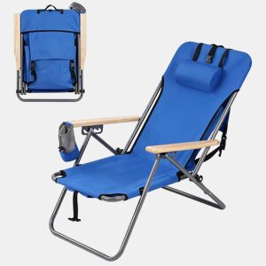 Cadeira de jardim dobrável 66x56x77,5 cm - encosto ajustável em 4 posições, cadeira de campismo e piquenique - Azul